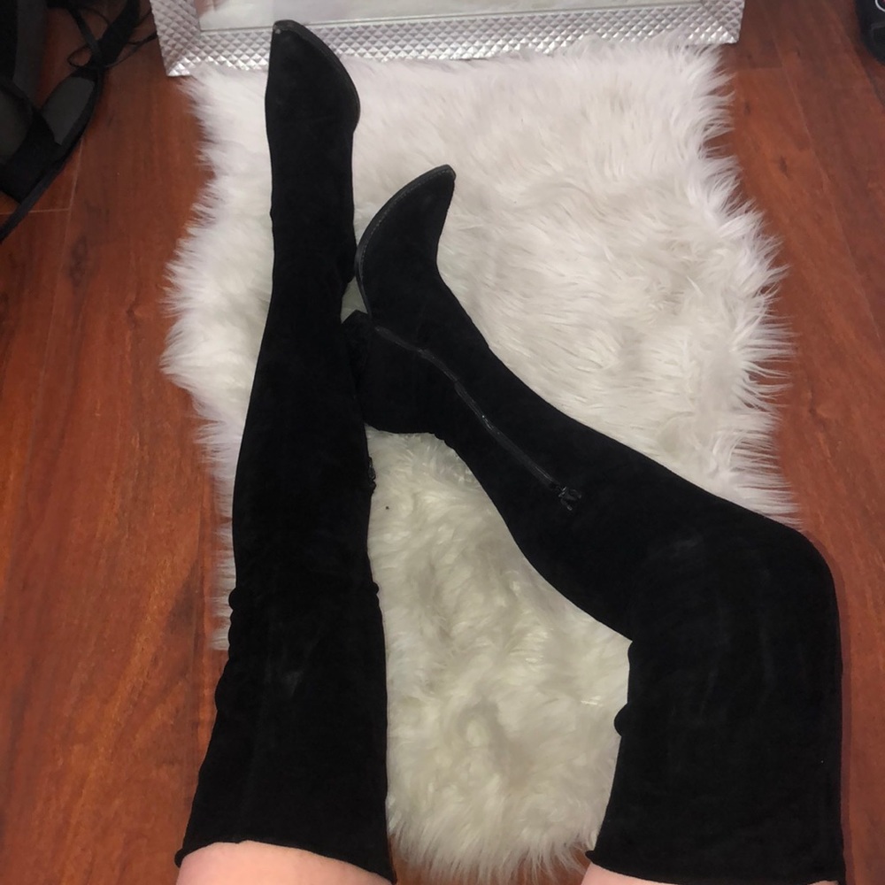 Jeffrey Campbell over the knee suede black boots